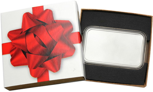 SilverTowne Natural Kraft Paper Gift Box with Red Bow Box Sleeve & Capsule - Product Packaging [Add $7.00]